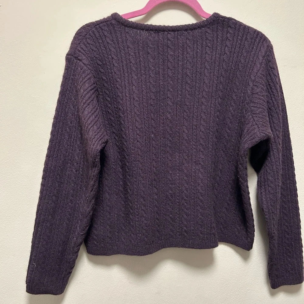 Vintage Yak Hair L.L. Bean Women's Deep Purple Crew Neck Sweater - Picture 3 of 3